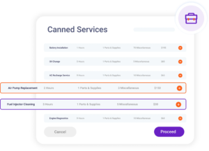 Canned Services auto repair quote software